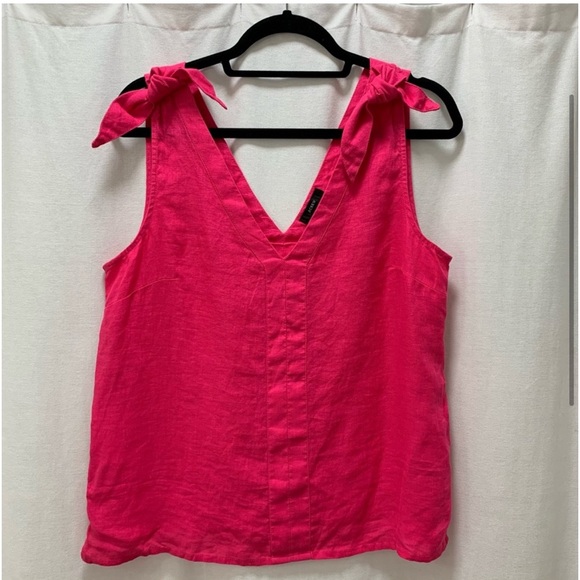 JCrew linen bow tank in bright pink - Picture 6 of 7